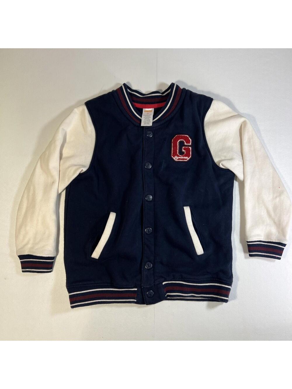 Boys Applique Patch Fleece Varsity Jacket - Prep School - Blue